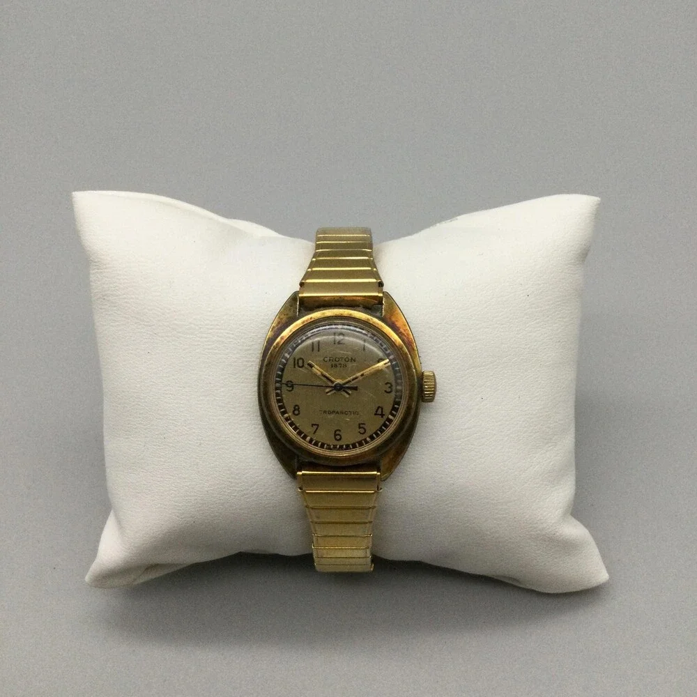 Vintage Croton Troparctic Womens Watch 23mm Champagne Dial Gold Tone Manual Wind